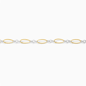 Mixed Metal 14K Gold Filled & Silver Long & Short Link Chain