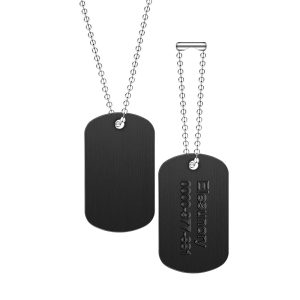 Military Dog Tag Black Aluminum on Ball Chain