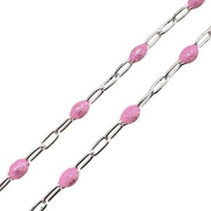 Pink Paper Clip Chain Sterling Silver